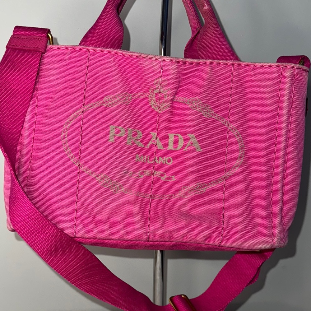 Prada Pink Canvas Crossbody Tote - Picture 11 of 13